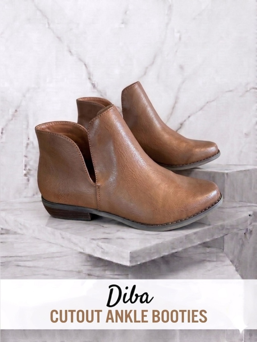 Diba Tan Leather Cutout Ankle Booties Size 7 Like New!!!